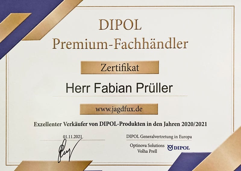 Dipol Premium-Fachhändler Zertifikat Jagdfux